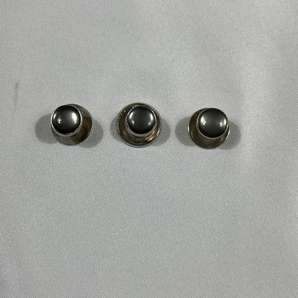 Cufflinks and Studs Set Men Silver Grey Formal Tuxedo Accessories